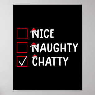 Nice Naughty Chatty Cute Christmas Poster