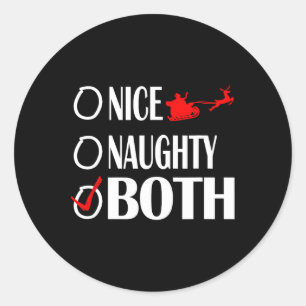 Nice Naughty Christmas Both Funny Classic Round Sticker