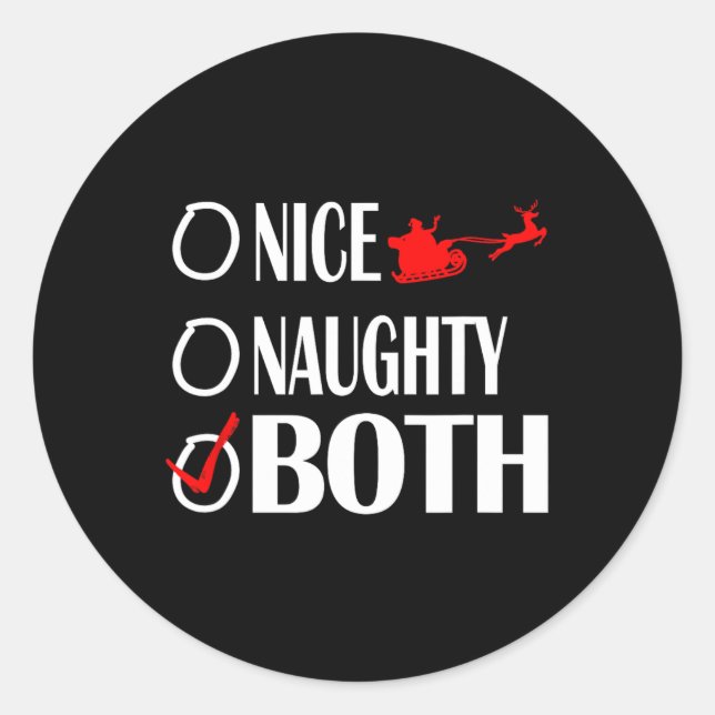 Nice Naughty Christmas Both Funny  Classic Round Sticker (Front)