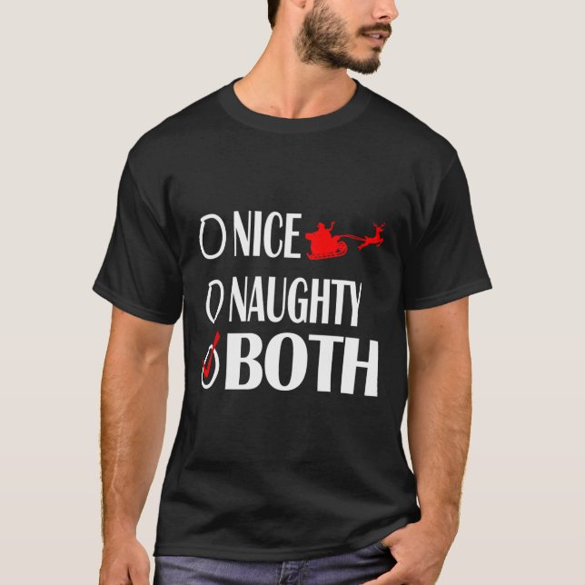 Nice Naughty Christmas Both Funny  T-Shirt (Front)