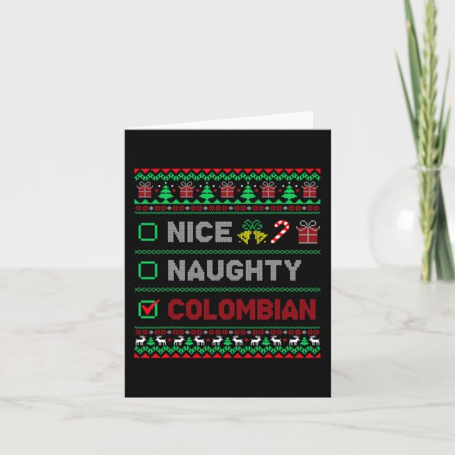 Nice Naughty Colombian Christmas Checklist Colombi Card (Front)