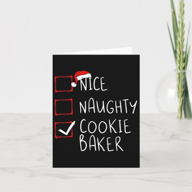Nice Naughty Cookie Baker Christmas List Santa Cla Card (Front)