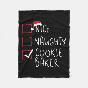 Nice Naughty Cookie Baker Christmas List Santa Cla Fleece Blanket