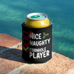 Nice Naughty Cornhole Player Christmas List Can Cooler