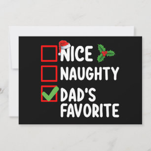 Nice Naughty Dad's Favourite Christmas List Family Invitation
