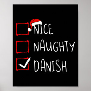 Nice Naughty Danish Christmas Denmark Heritage Roo Poster
