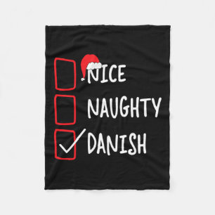 Nice Naughty Danish - Funny Christmas List Pajama Fleece Blanket