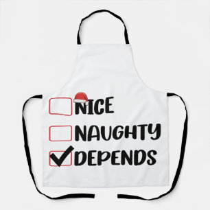 Nice Naughty Depends Santa Christmas List Apron