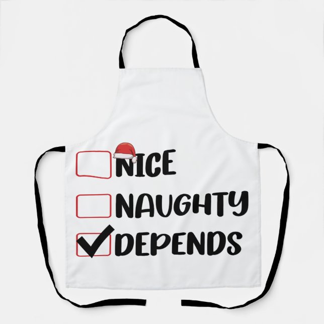 Nice Naughty Depends Santa Christmas List  Apron (Front)