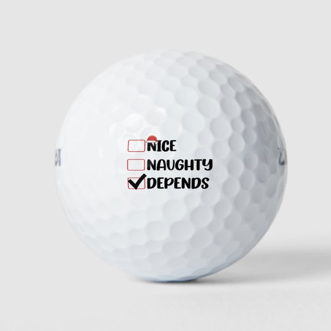 Nice Naughty Depends Santa Christmas List  Golf Balls (Front)