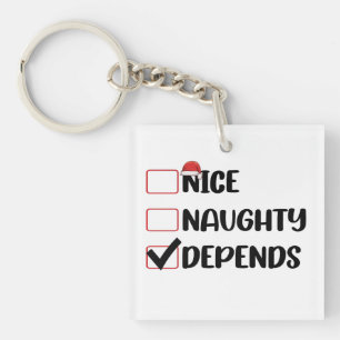 Nice Naughty Depends Santa Christmas List Key Ring