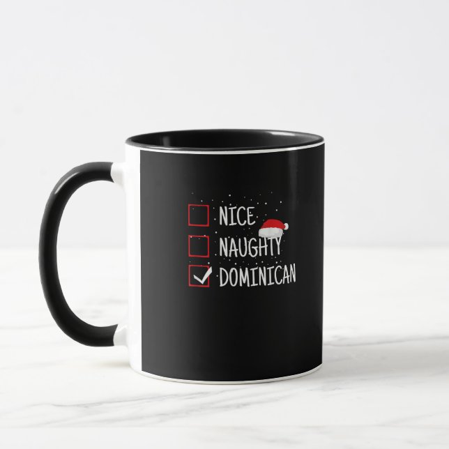Nice Naughty Dominican Christmas List  Mug (Left)