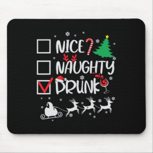 Nice Naughty Drunk Check Funny Christmas Mouse Pad