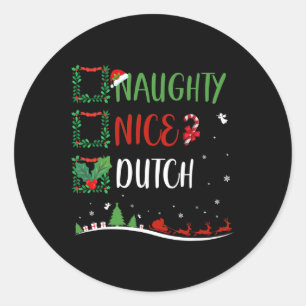 Nice Naughty Dutch Christmas Matching Santa Hat Classic Round Sticker