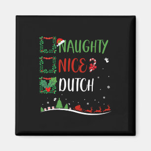 Nice Naughty Dutch Christmas Matching Santa Hat Magnet