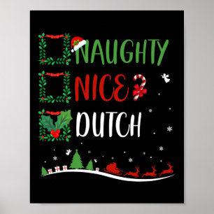 Nice Naughty Dutch Christmas Matching Santa Hat  Poster