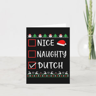 Nice Naughty Dutch Fun Ugly Christmas List Pyjamas Card