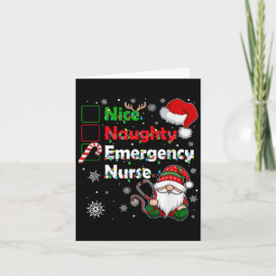 Nice Naughty Emergency Nurse Christmas Gnome Famil Card