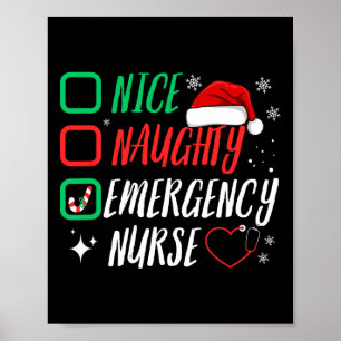Nice Naughty Emergency Nurse Christmas List Er Xma Poster