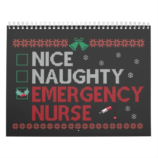 Nice Naughty Emergency Nurse Funny Ugly Xmas Gift  Calendar (Cover)