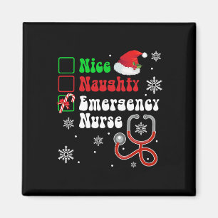 Nice Naughty Emergency Nurse List Christmas Santa  Magnet