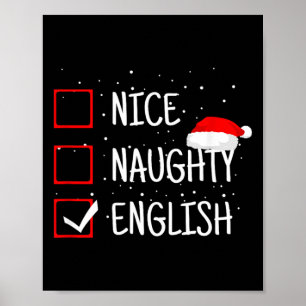 Nice Naughty English Christmas Checklist Funny Eng Poster