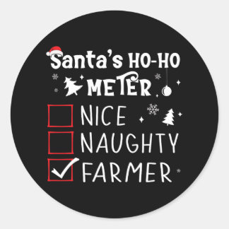 Nice Naughty Farmer Christmas List Santa Claus Far Classic Round Sticker