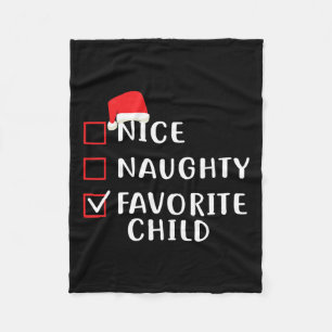 Nice Naughty Favourite Child Funny Christmas List  Fleece Blanket