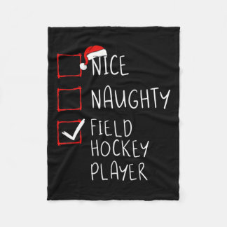 Nice Naughty Field Hockey Player List Christmas Sa Fleece Blanket