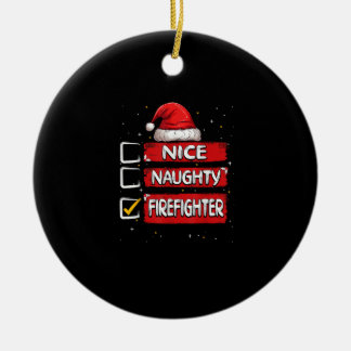 Nice Naughty Firefighter Christmas List Ceramic Tree Decoration