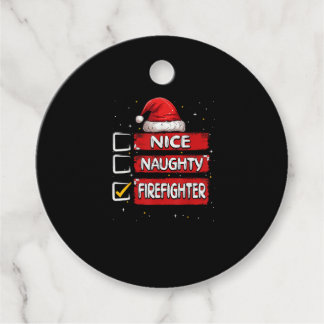Nice Naughty Firefighter Christmas List Favour Tags