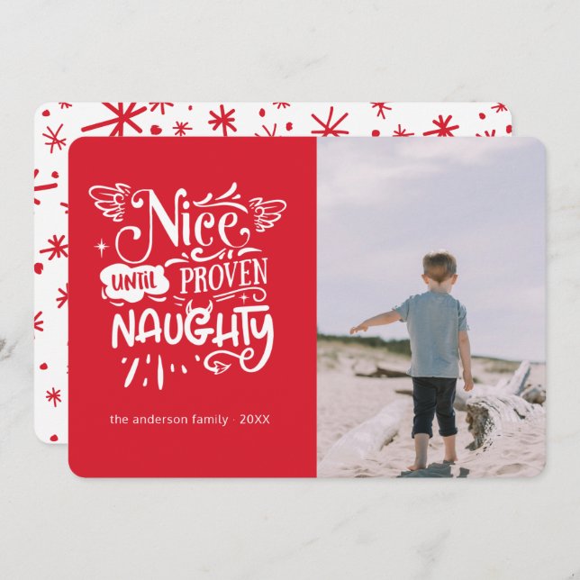 Nice,Naughty... Funny Christmas Holiday Photo Card (Front/Back)