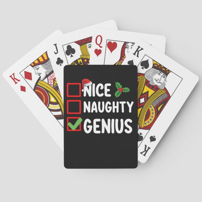Nice Naughty Genius Christmas List Family Holiday Playing Cards (Back)