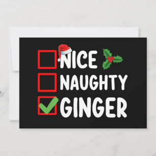 Nice Naughty Ginger Christmas List Family Holiday Invitation