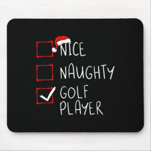 Nice Naughty Golf Player List Christmas Santa Clau Mouse Pad