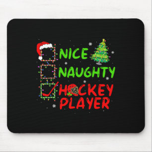 Nice Naughty Hockey Player Check List Christmas Sa Mouse Pad
