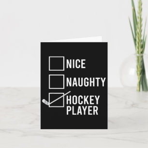 Nice Naughty Hockey Player Christmas Santa Card