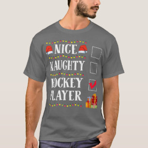 Nice Naughty Hockey Player Christmas Santa Claus F T-Shirt