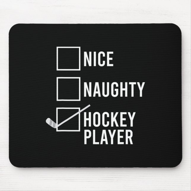 Nice Naughty Hockey Player Christmas Santa  Mouse Pad (Front)