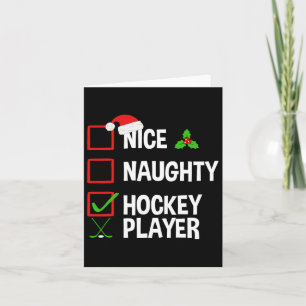 Nice Naughty Hockey Player Funny Christmas Xmas  Card