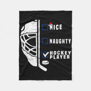 Nice Naughty Hockey Player List Christmas Santa Cl Fleece Blanket