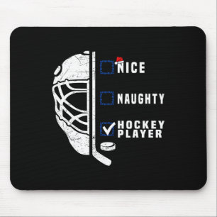 Nice Naughty Hockey Player List Christmas Santa Cl Mouse Pad