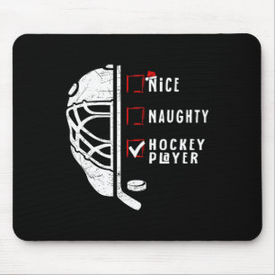 Nice Naughty Hockey Player List Christmas Santa Cl Mouse Pad