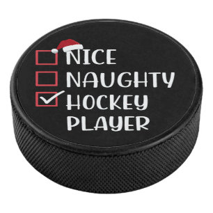 Nice Naughty Hockey Player Sports Lover Santa  Puck