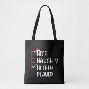 Nice Naughty Hockey Player Sports Lover Santa  Tote Bag