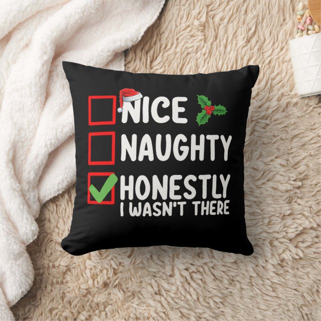 Nice Naughty Honestly I Wasn't There Christmas Cushion (Blanket)