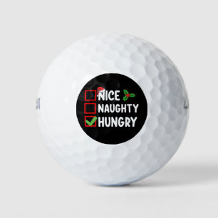 Nice Naughty Hungry Christmas List Family Holiday Golf Balls