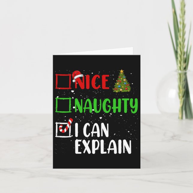 Nice Naughty I Can Explain Christmas List Holiday  Card (Front)