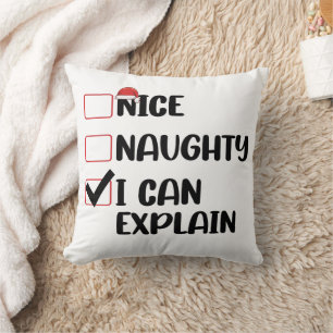 Nice Naughty I Can Explain Christmas List Santa Cushion
