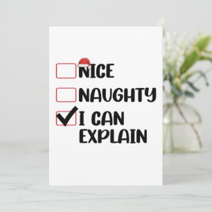Nice Naughty I Can Explain Christmas List Santa Invitation